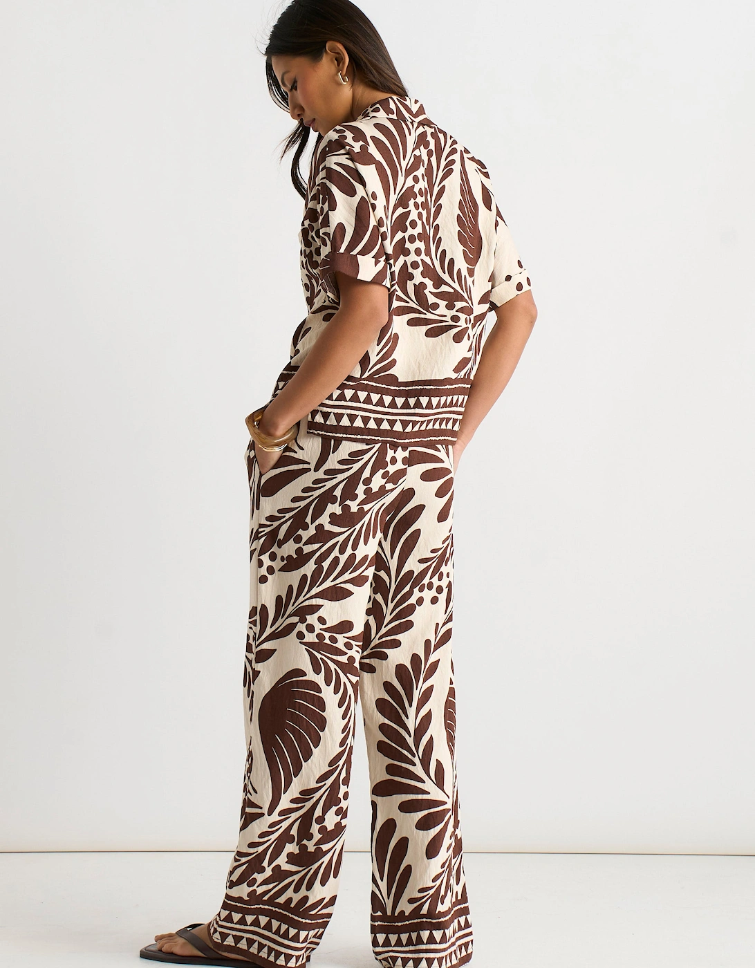 Chocolate Border Print Resort Shirt