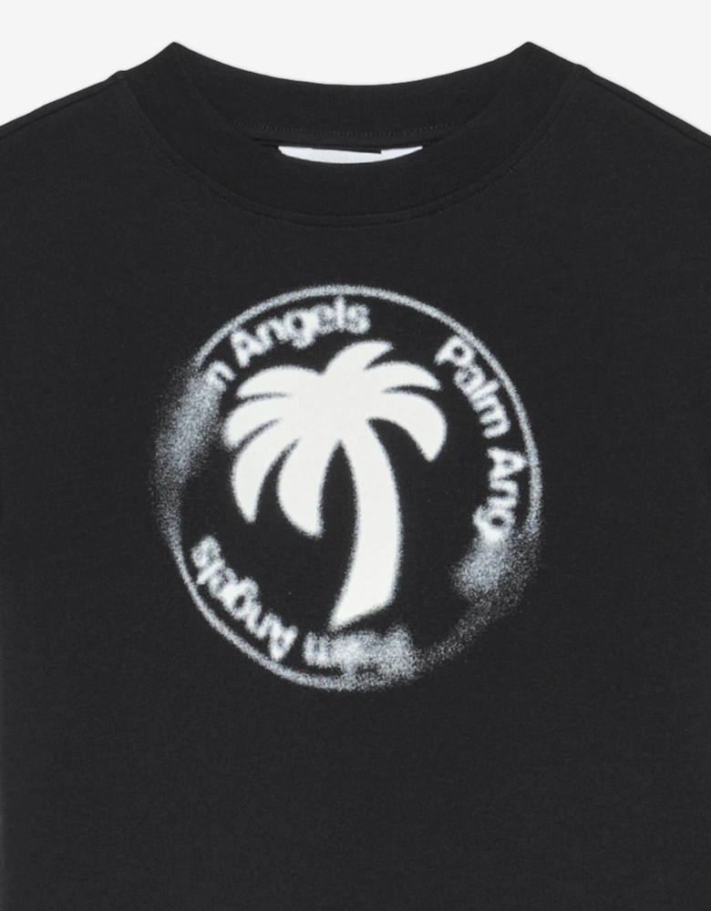 Boys Palm Stamp Regular T-Shirt in Black
