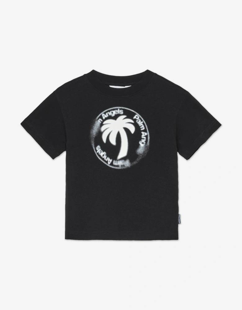 Boys Palm Stamp Regular T-Shirt in Black