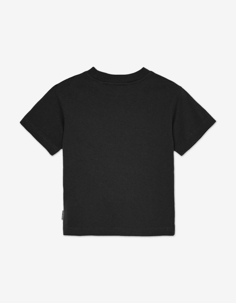Boys Palm Stamp Regular T-Shirt in Black