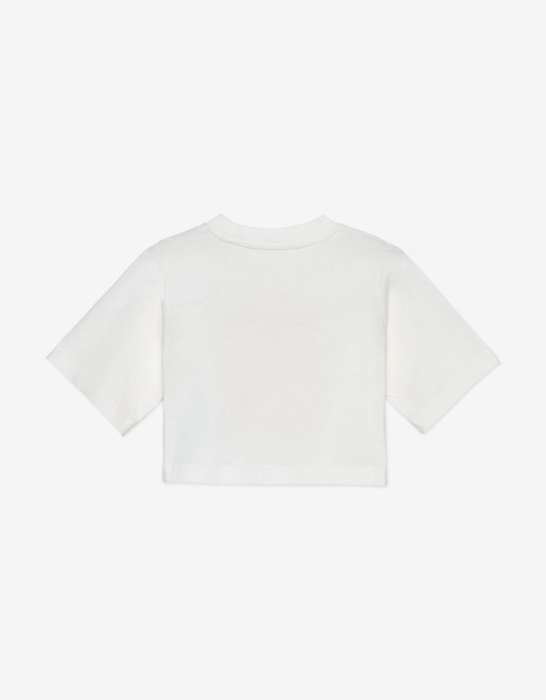 Girls Palms Landscape Crop Over T-Shirt in Ivory