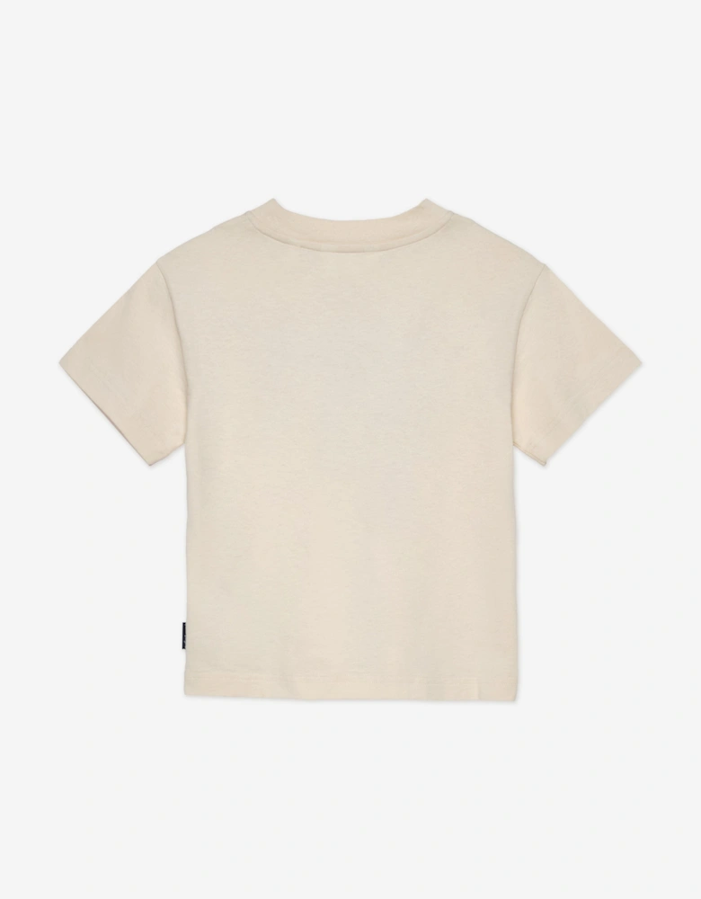 Boys Palm Stamp Regular T-Shirt in Beige