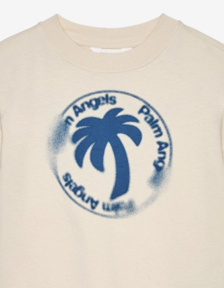 Boys Palm Stamp Regular T-Shirt in Beige