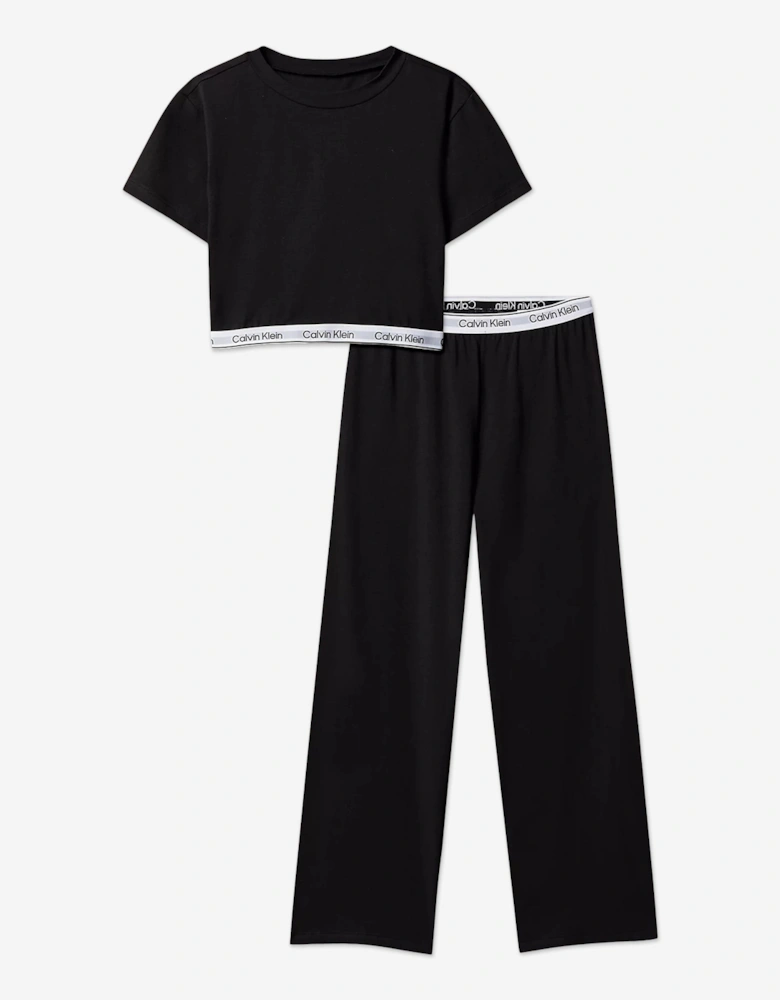 Girls Logo Pyjama Set in Black