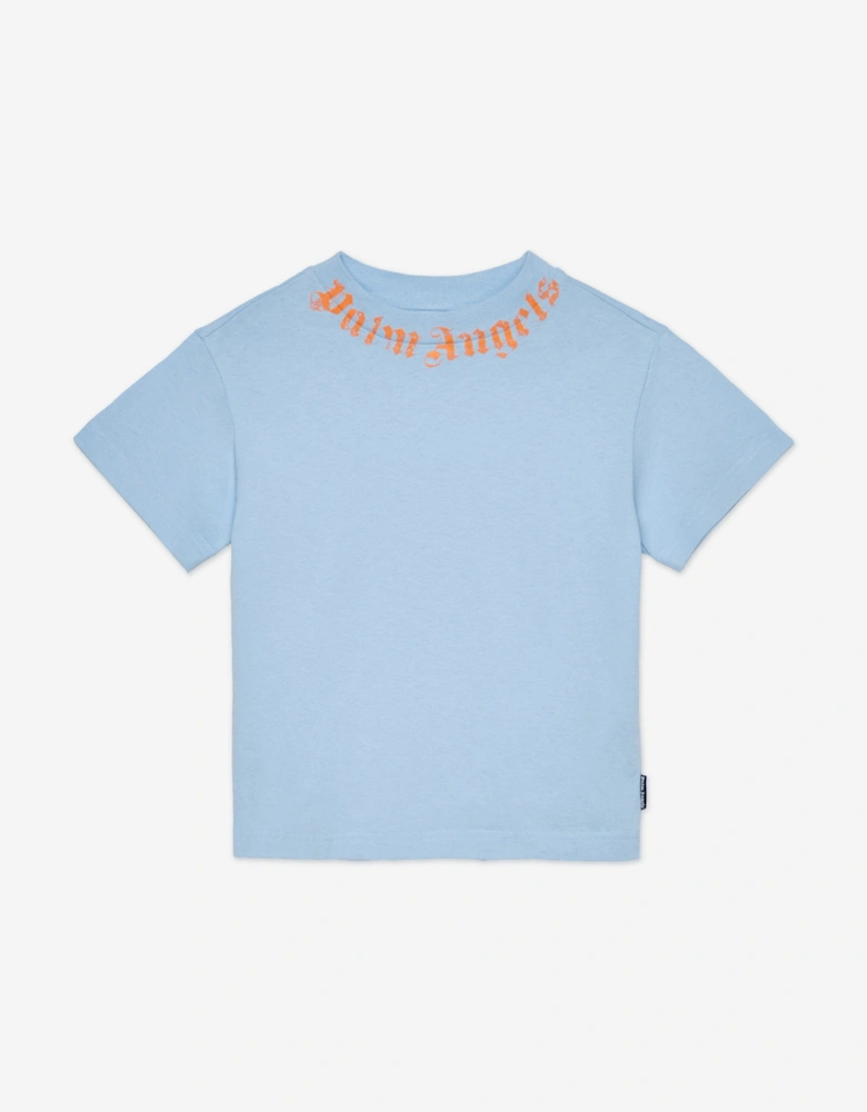 Boys Neck Logo Brushed T-Shirt in Blue