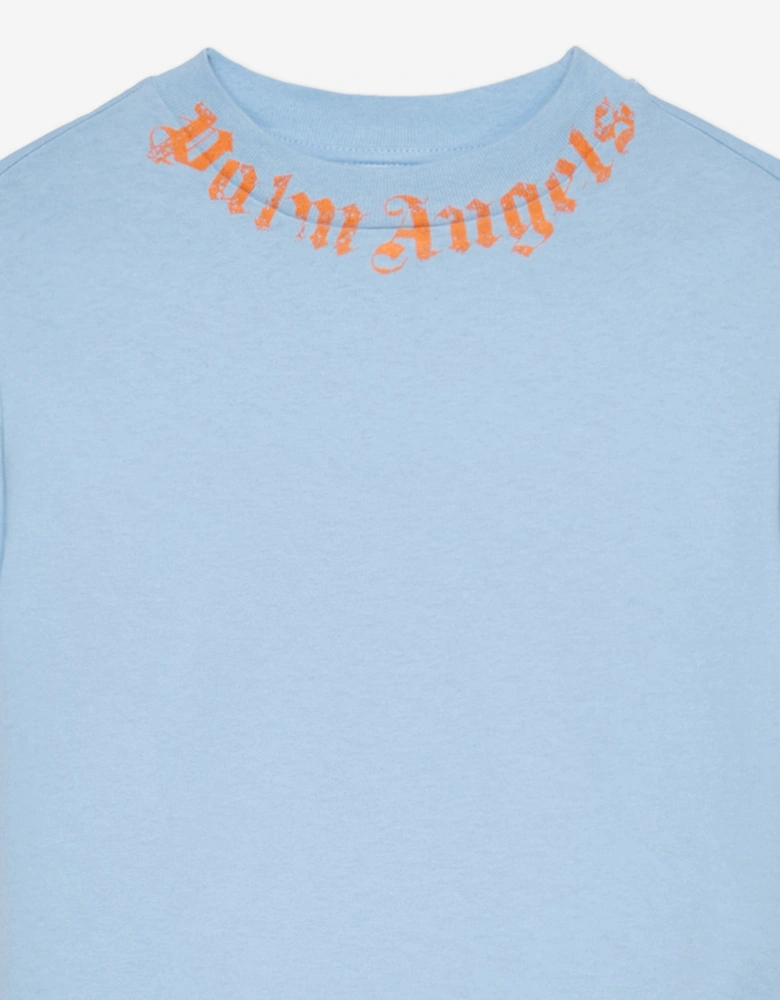 Boys Neck Logo Brushed T-Shirt in Blue