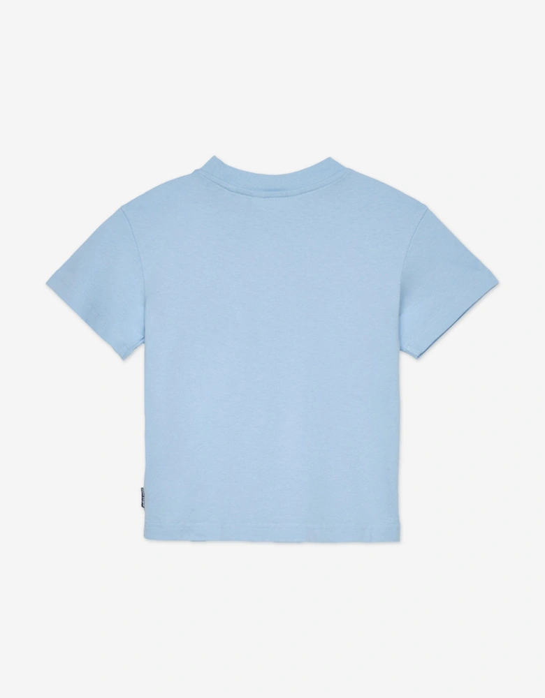 Boys Neck Logo Brushed T-Shirt in Blue