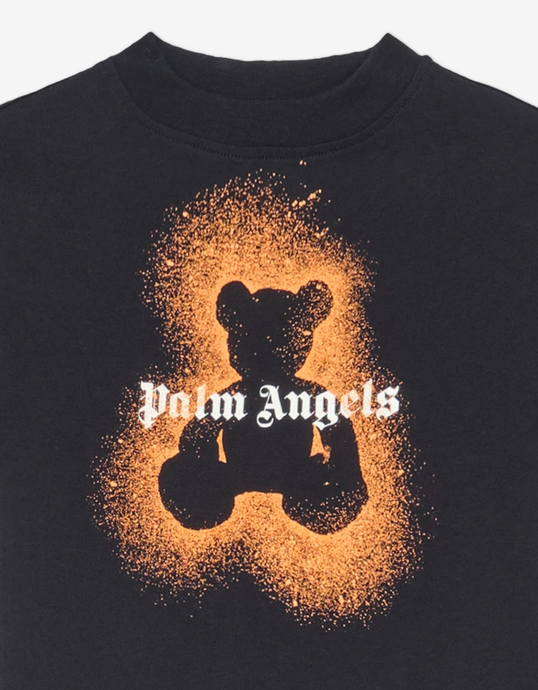 Boys Spray Bear Regular T-Shirt in Black