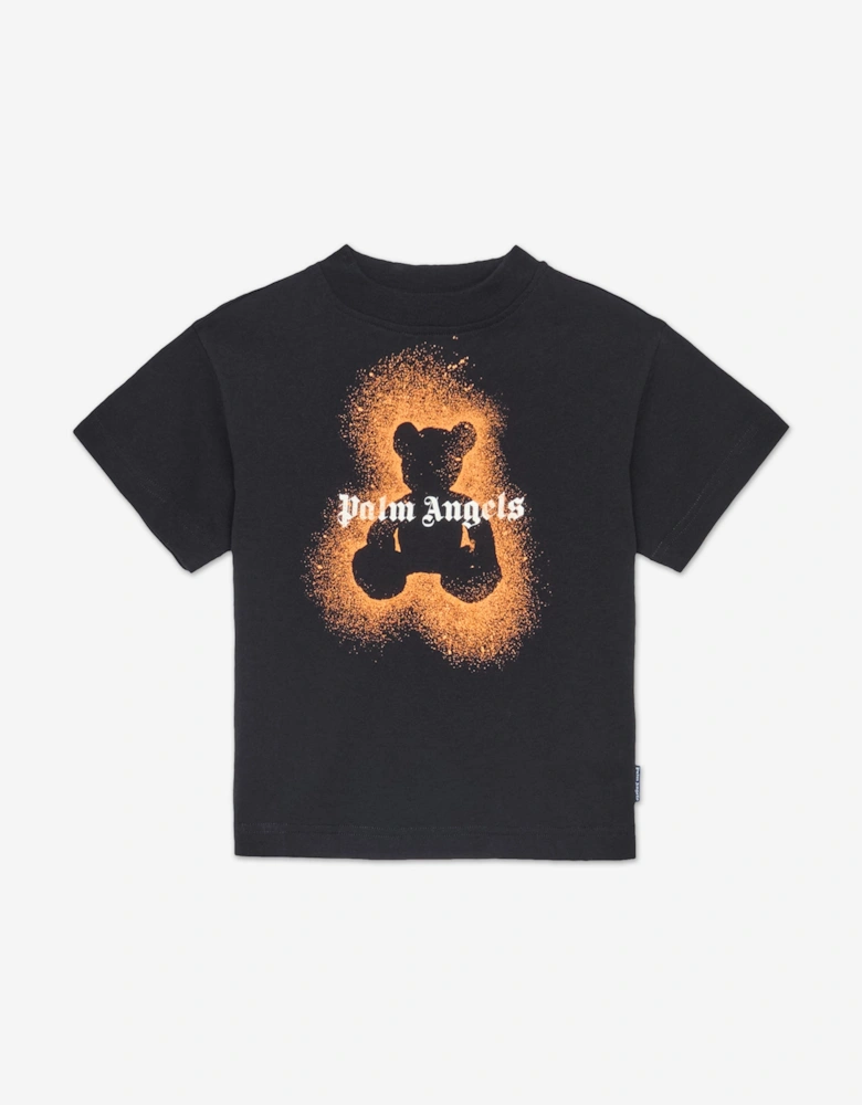 Boys Spray Bear Regular T-Shirt in Black
