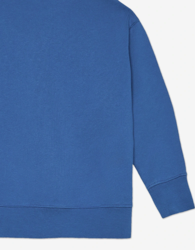 Boys Curved Logo Regular Sweatshirt in Blue