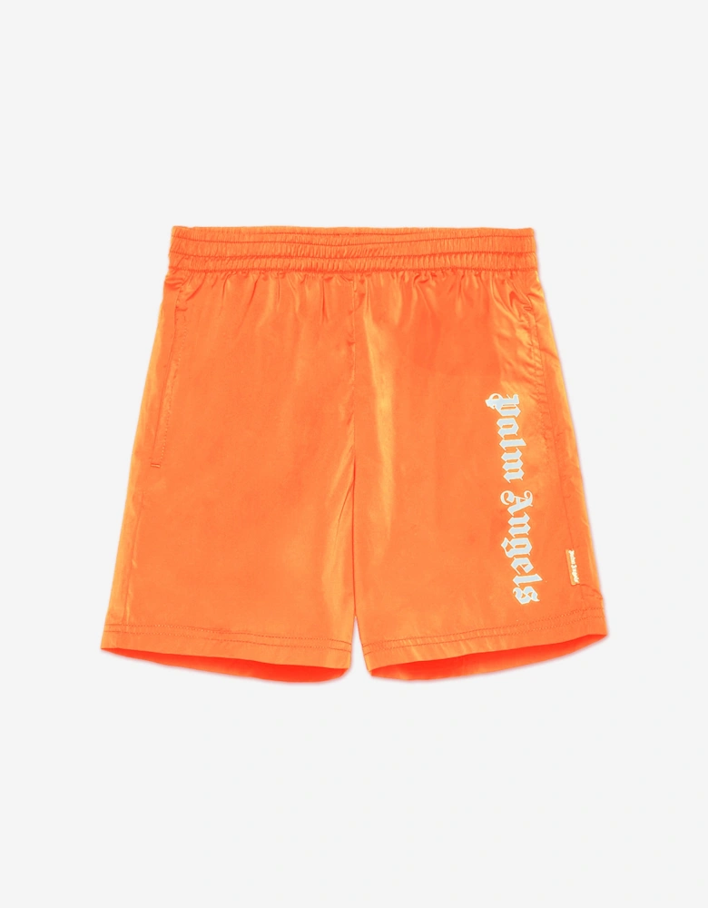 Boys Overlogo Swim Shorts in Orange