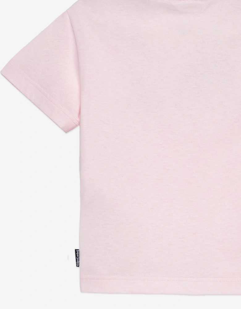 Girls Neck Logo Brushed Regular T-Shirt in Pink