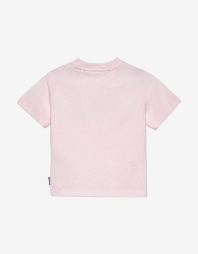 Girls Neck Logo Brushed Regular T-Shirt in Pink