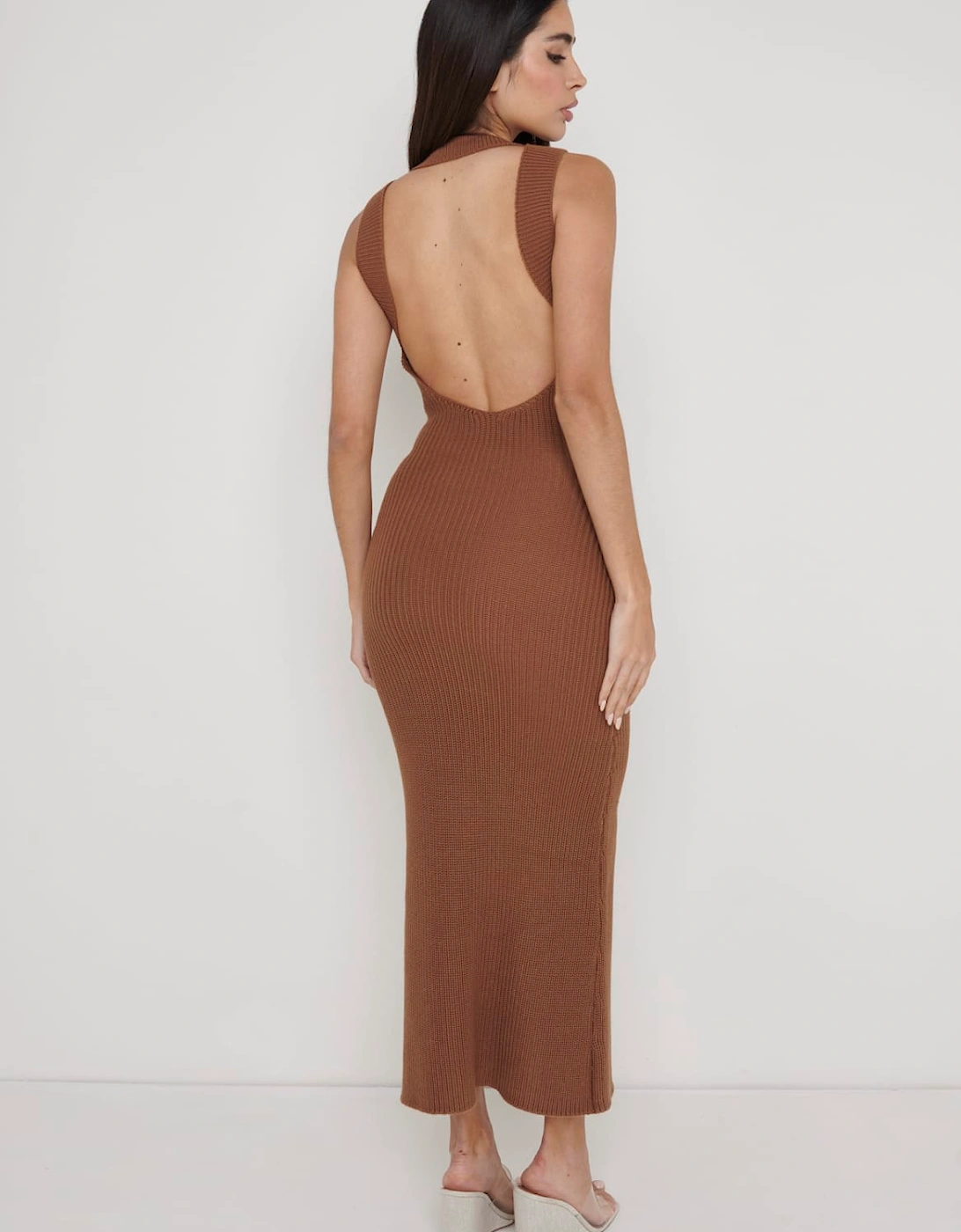 Sutton Contrast Crochet Dress - Brown