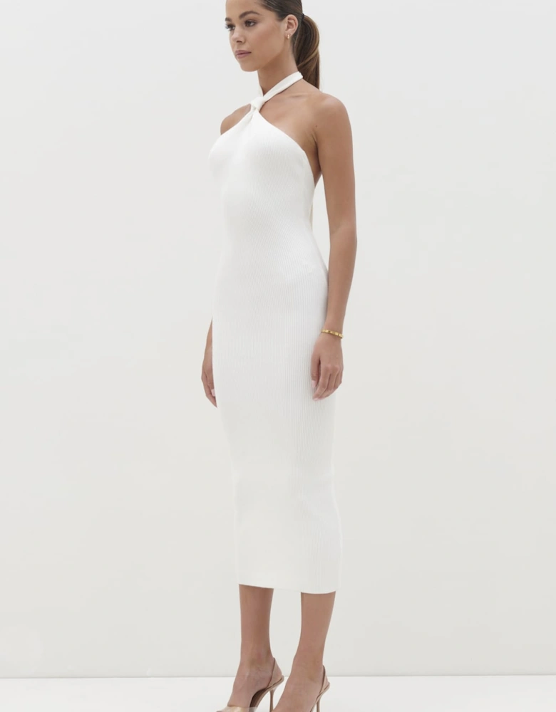 Kate Knot Midaxi Knit Dress - Cream
