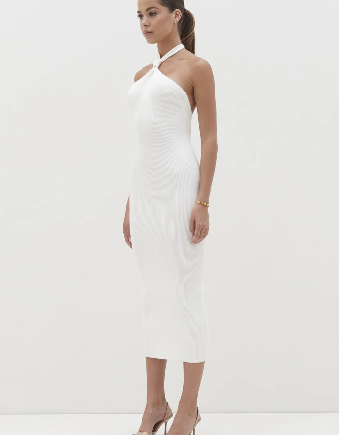 Kate Knot Midaxi Knit Dress - Cream