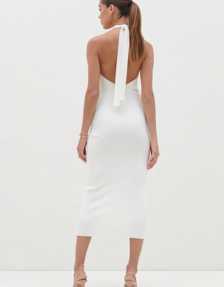 Kate Knot Midaxi Knit Dress - Cream