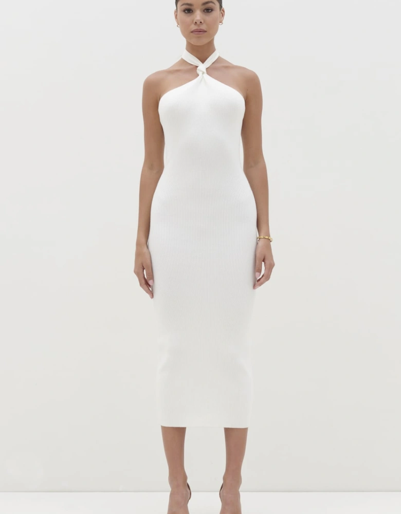 Kate Knot Midaxi Knit Dress - Cream