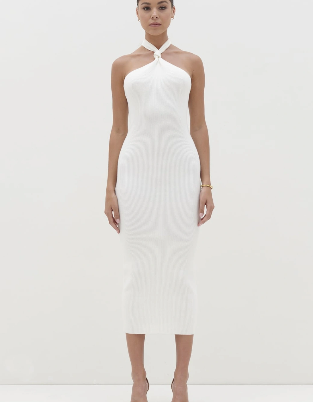 Kate Knot Midaxi Knit Dress - Cream
