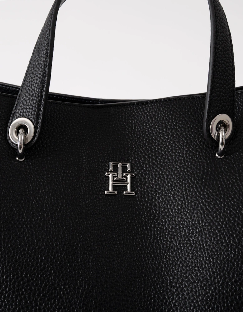 TH Emblem Womens Satchel Bag - Black