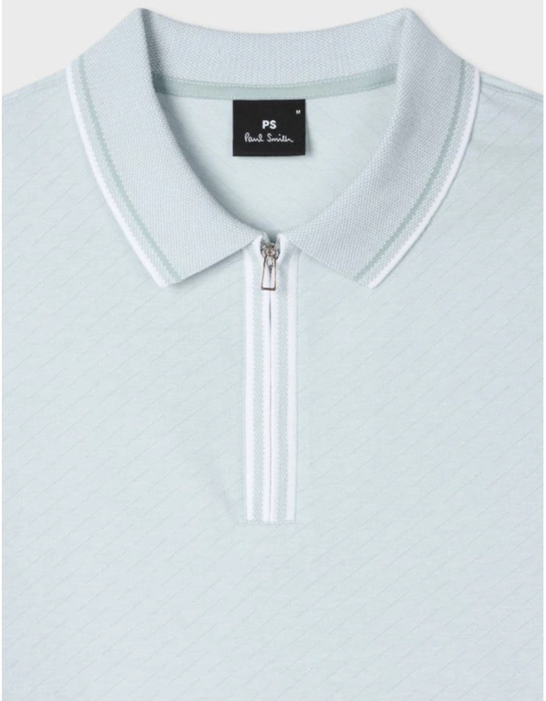 PS Zip Front Polo Shirt 40  Lt Blue