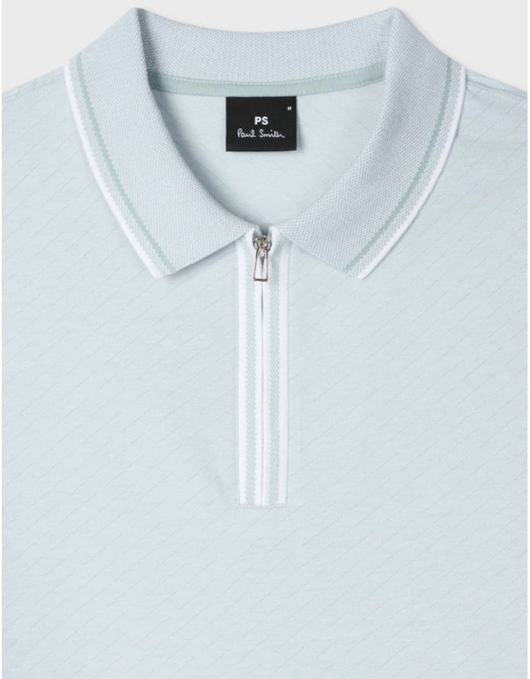 PS Zip Front Polo Shirt 40  Lt Blue