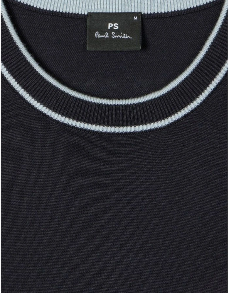 PS Tipped Knitted  T-Shirt 49 DK NAVY