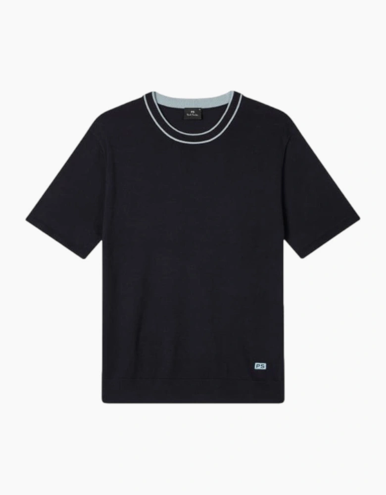 PS Tipped Knitted  T-Shirt 49 DK NAVY