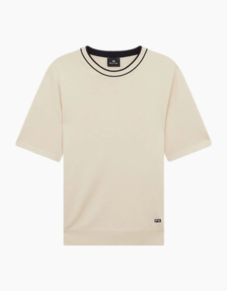 PS Tipped Knitted  T-Shirt 04 Ivory