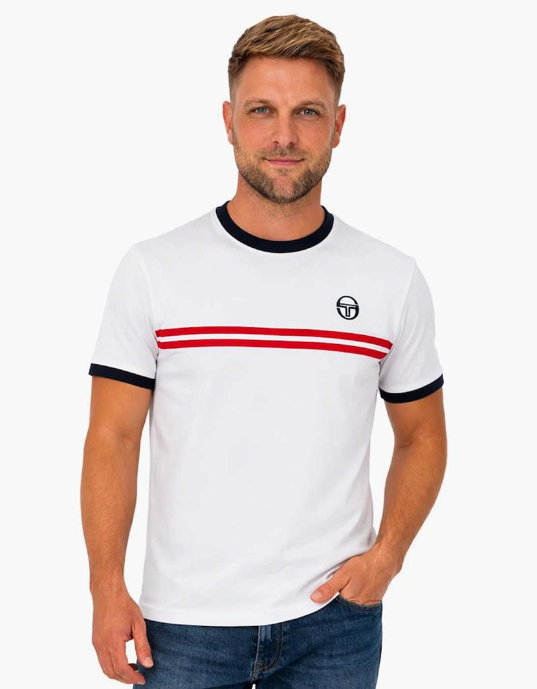 Supermac T-Shirt White/Maritime Blue/Adrenaline Rush