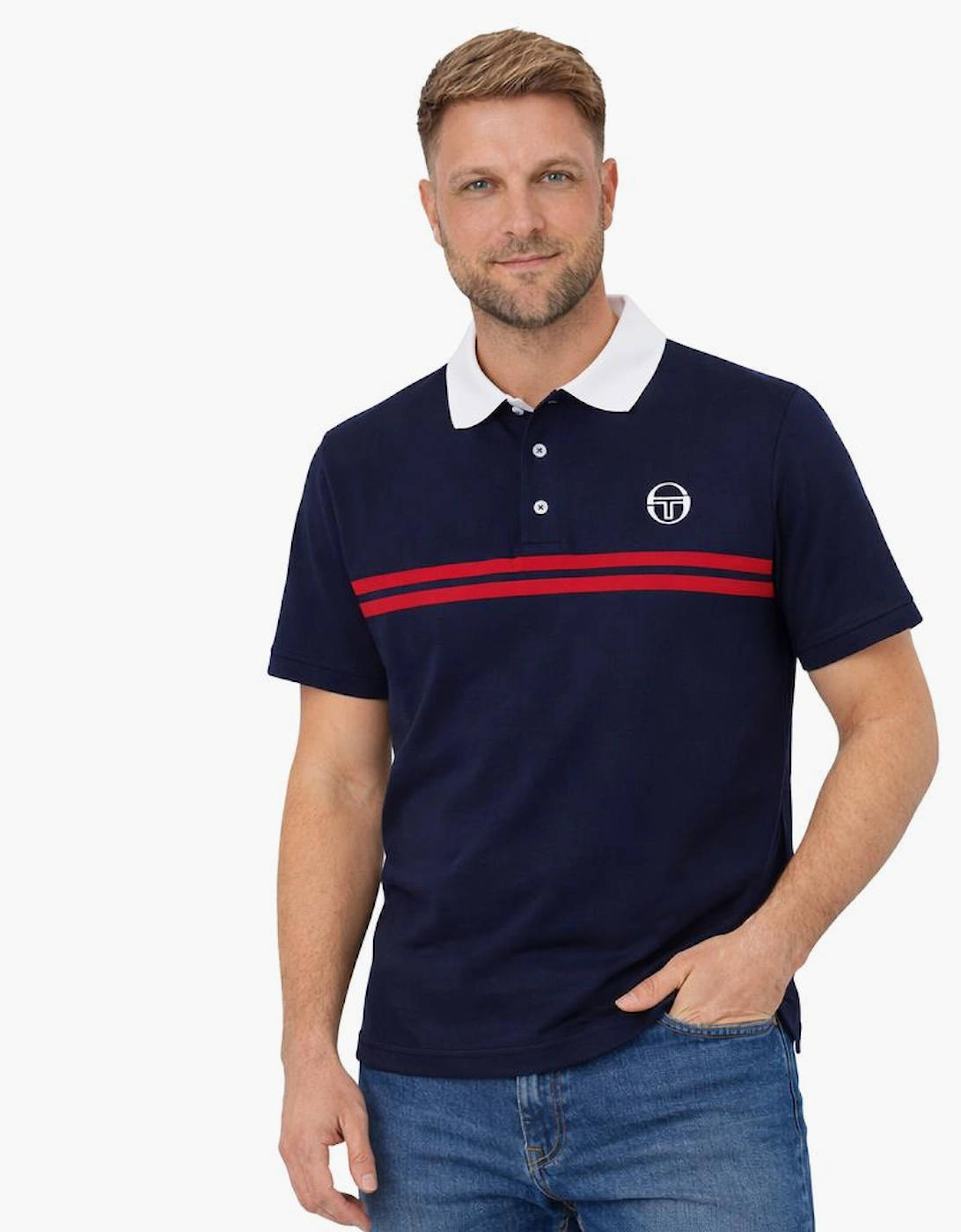 Supermac Polo Shirt Maritime Blue/Adrenaline Rush