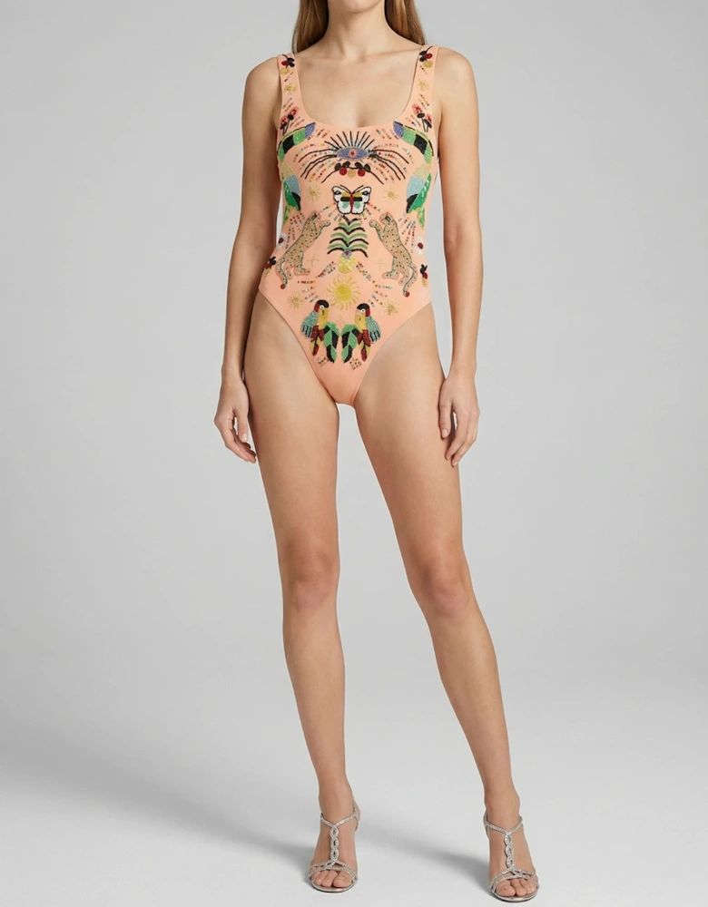 Willow Hand Embroidered Swimsuit - Nude