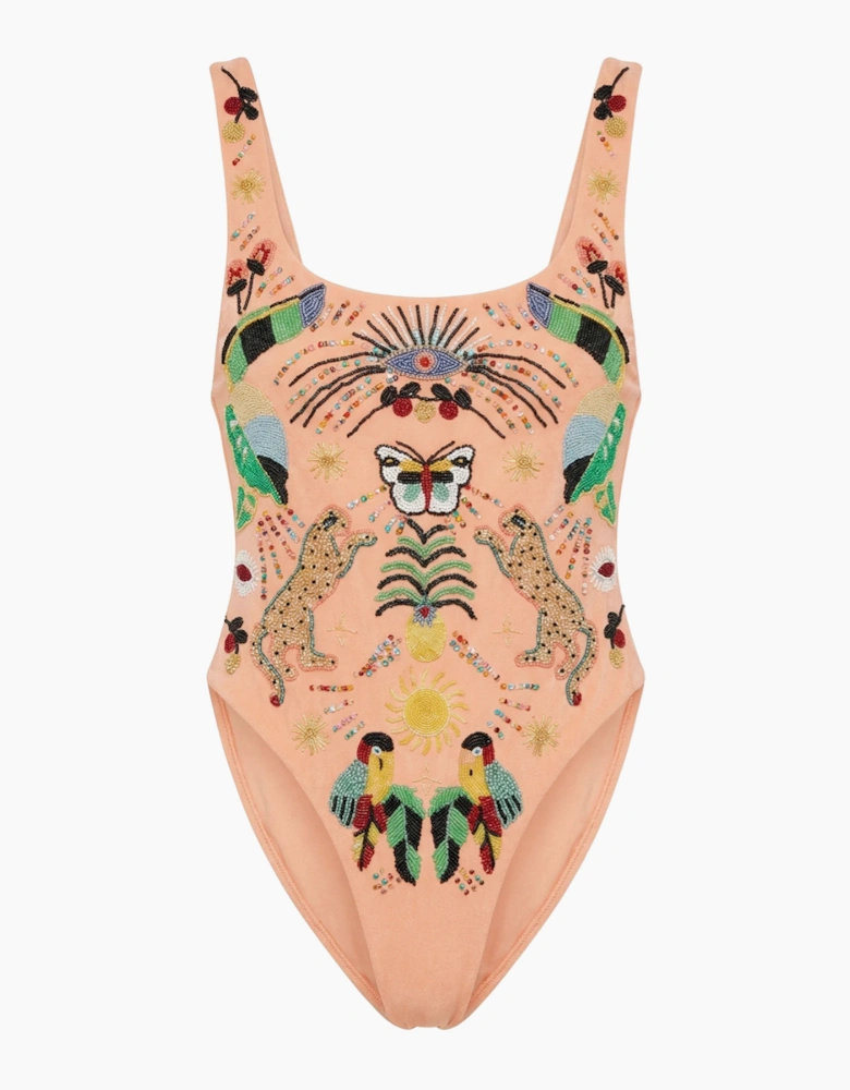 Willow Hand Embroidered Swimsuit - Nude
