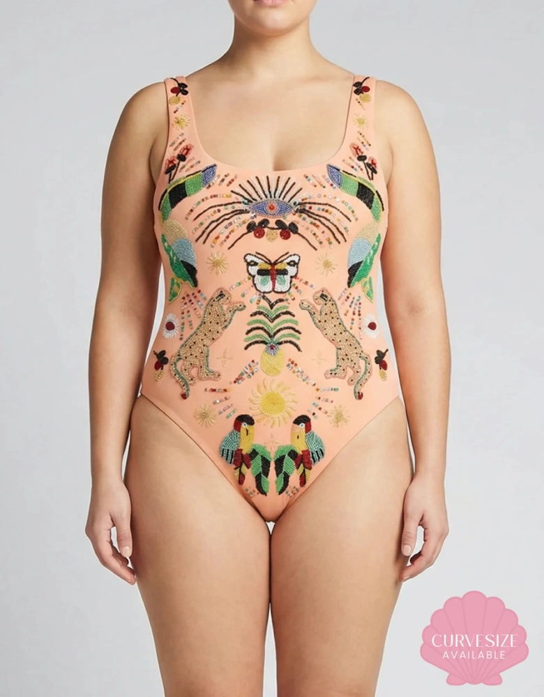 Willow Hand Embroidered Swimsuit - Nude