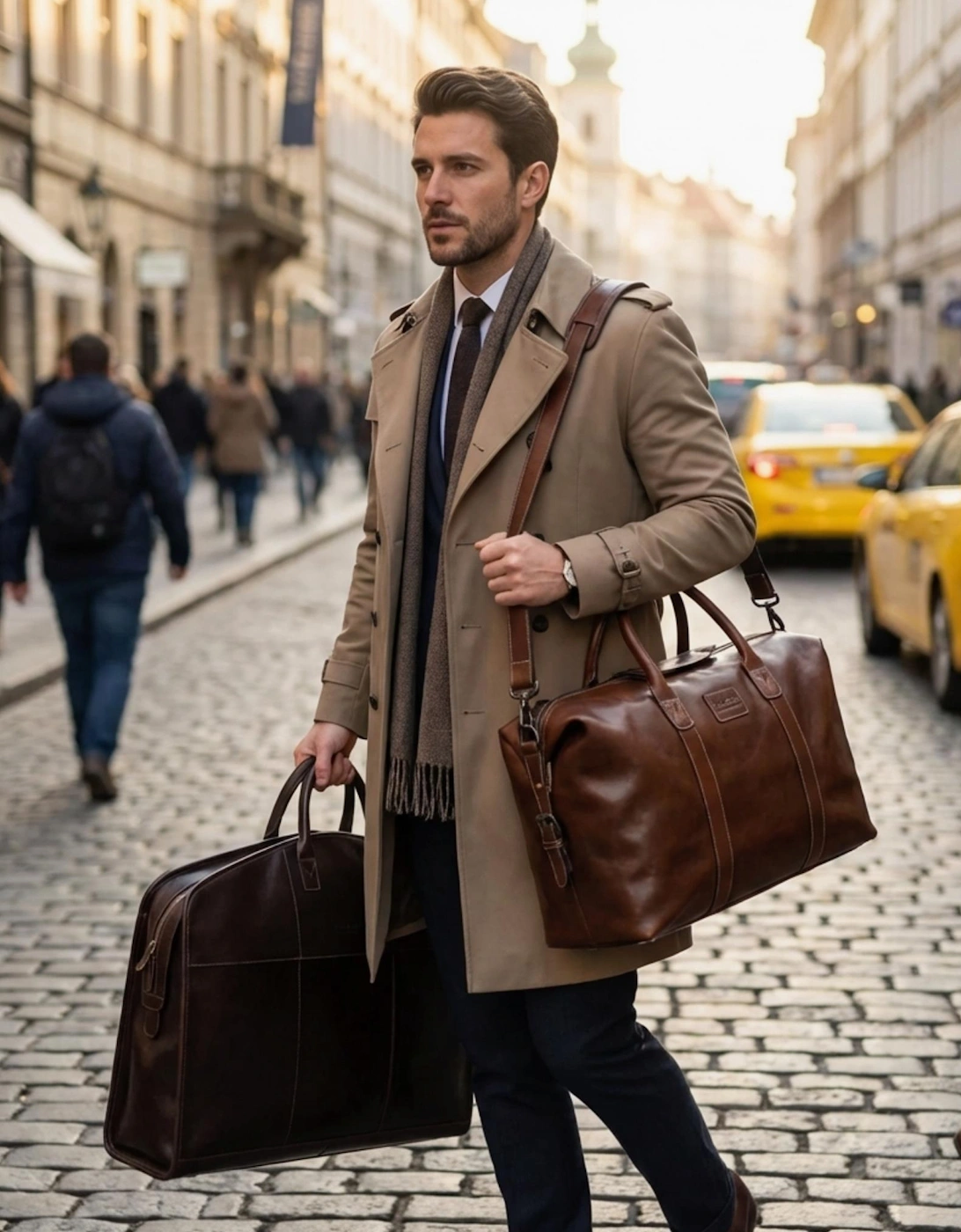 Balmoral Leather Weekend Bag Brown