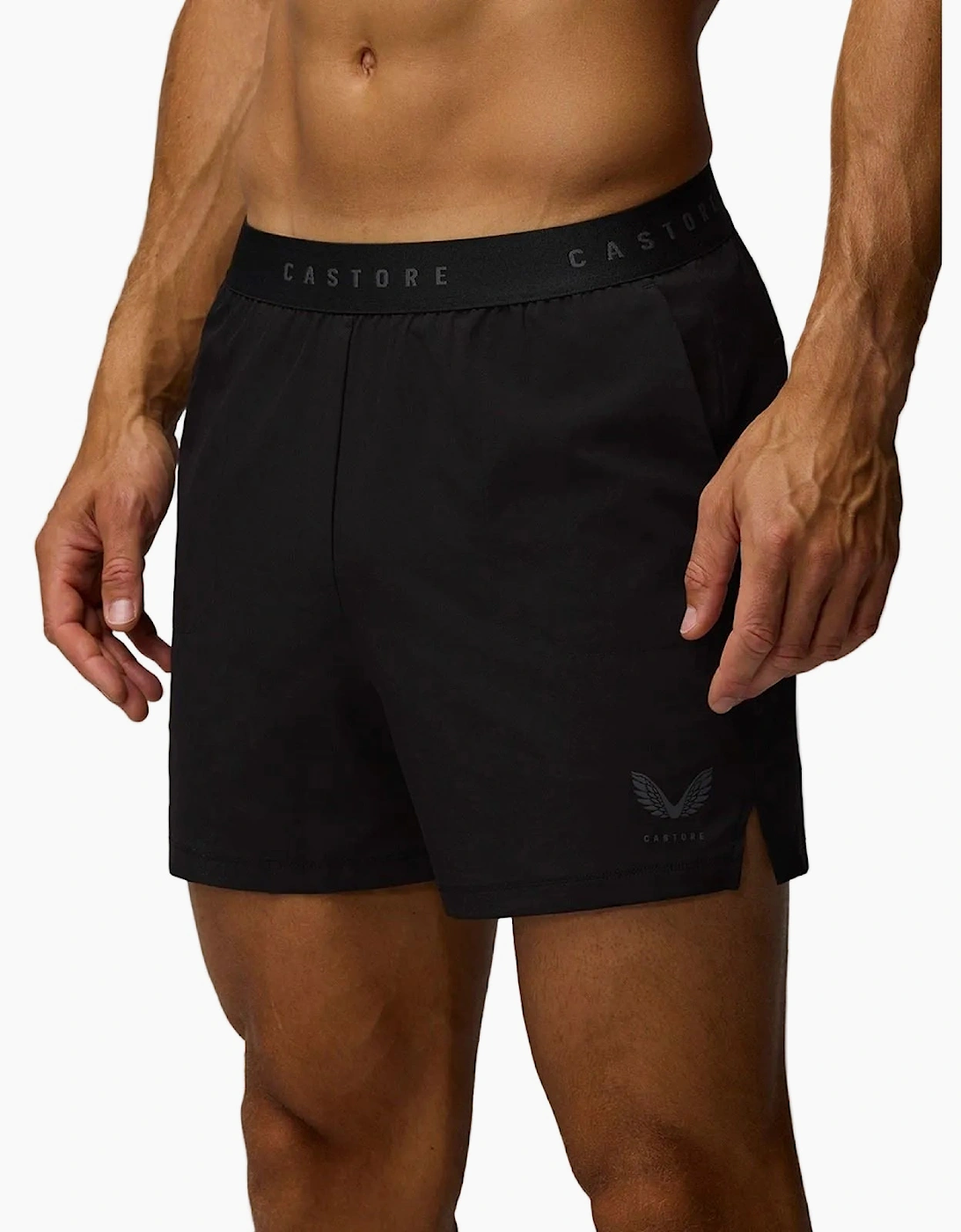5" Branded Elastic Men's Black Activewear Shorts, 7 of 6