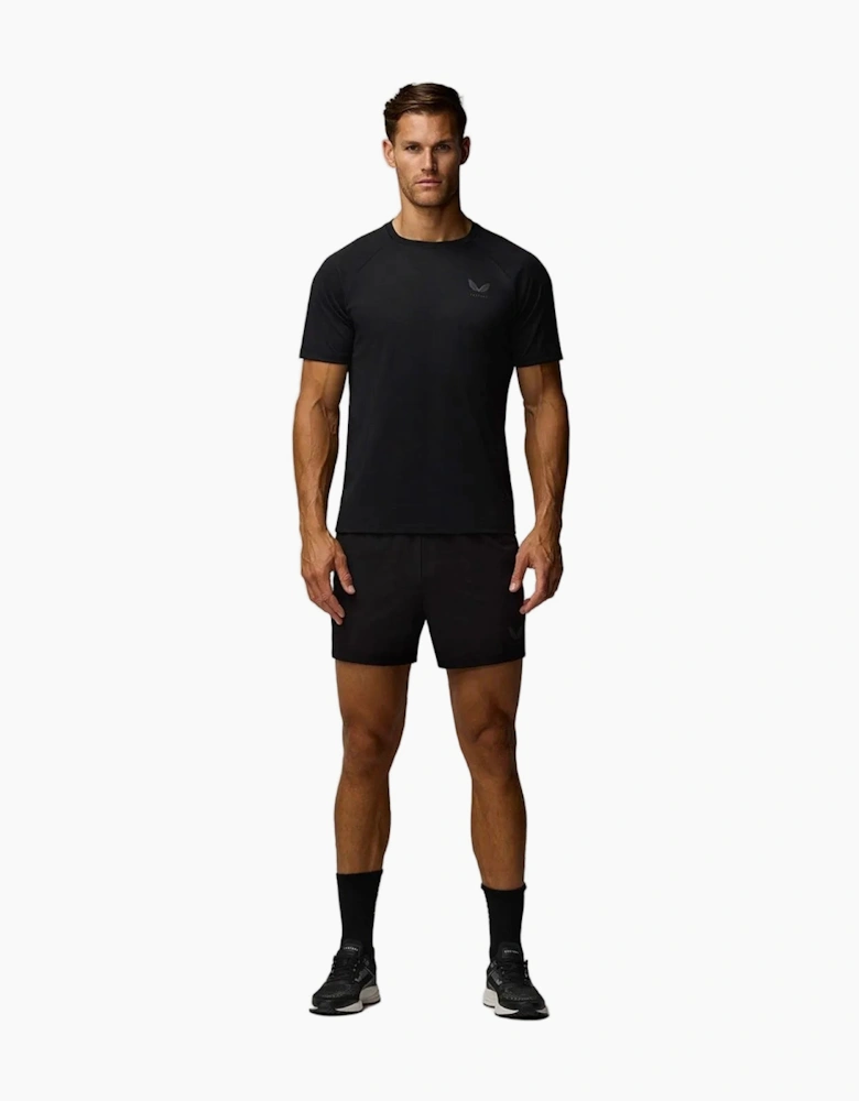 5" Branded Elastic Men's Black Activewear Shorts