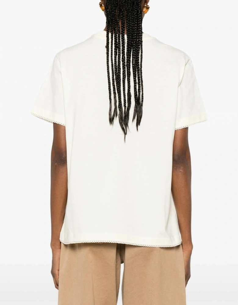 Womens Cotton Trim T-Shirt Beige