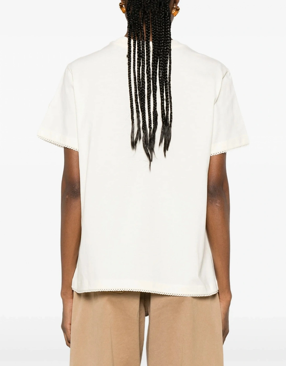 Womens Cotton Trim T-Shirt Beige