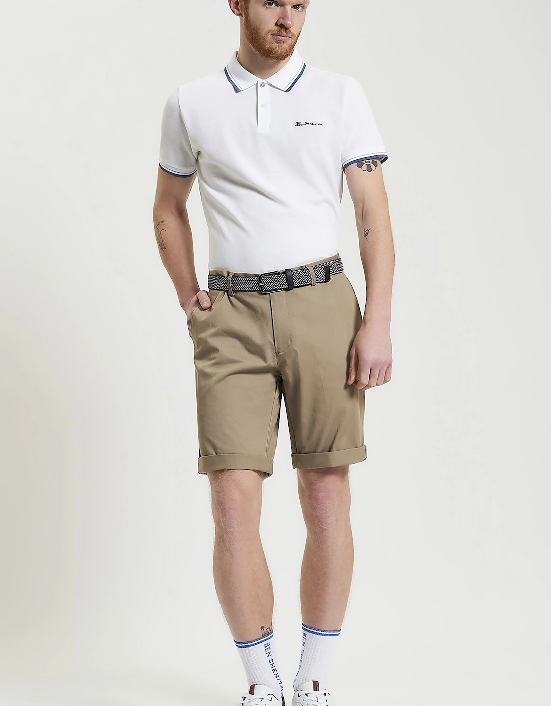 Ben Sherman Men's Green Signature Classic Chino Shorts | Stone 37/36 Extra Large