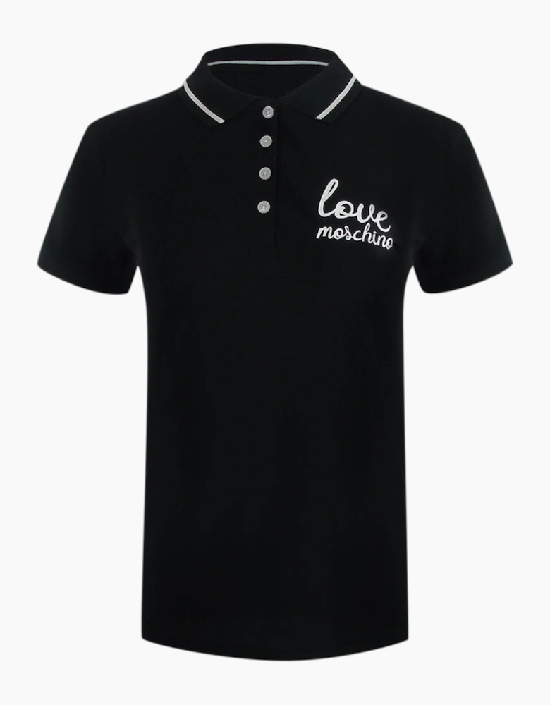 Love Moschino Signature Logo Black Polo Shirt