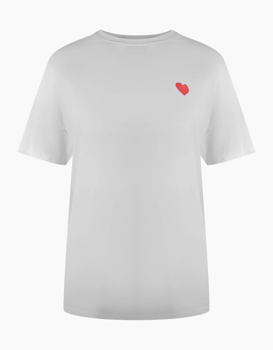 Love Moschino Women's White Small Red Heart Logo T-Shirt - Size 14