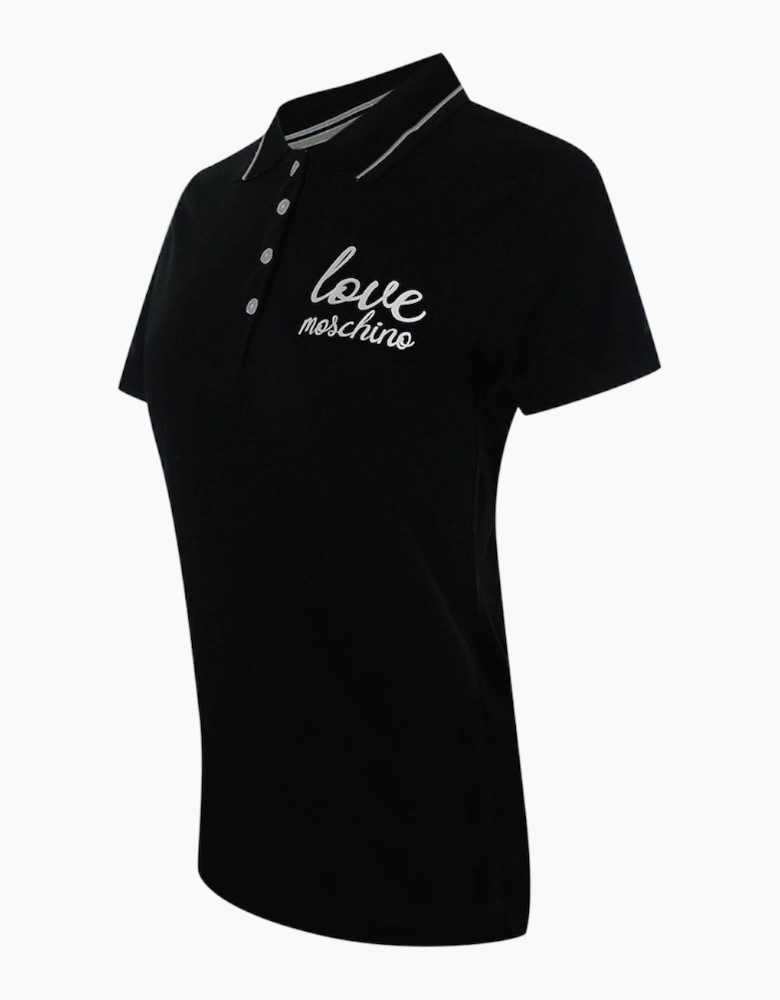 Love Moschino Signature Logo Black Polo Shirt