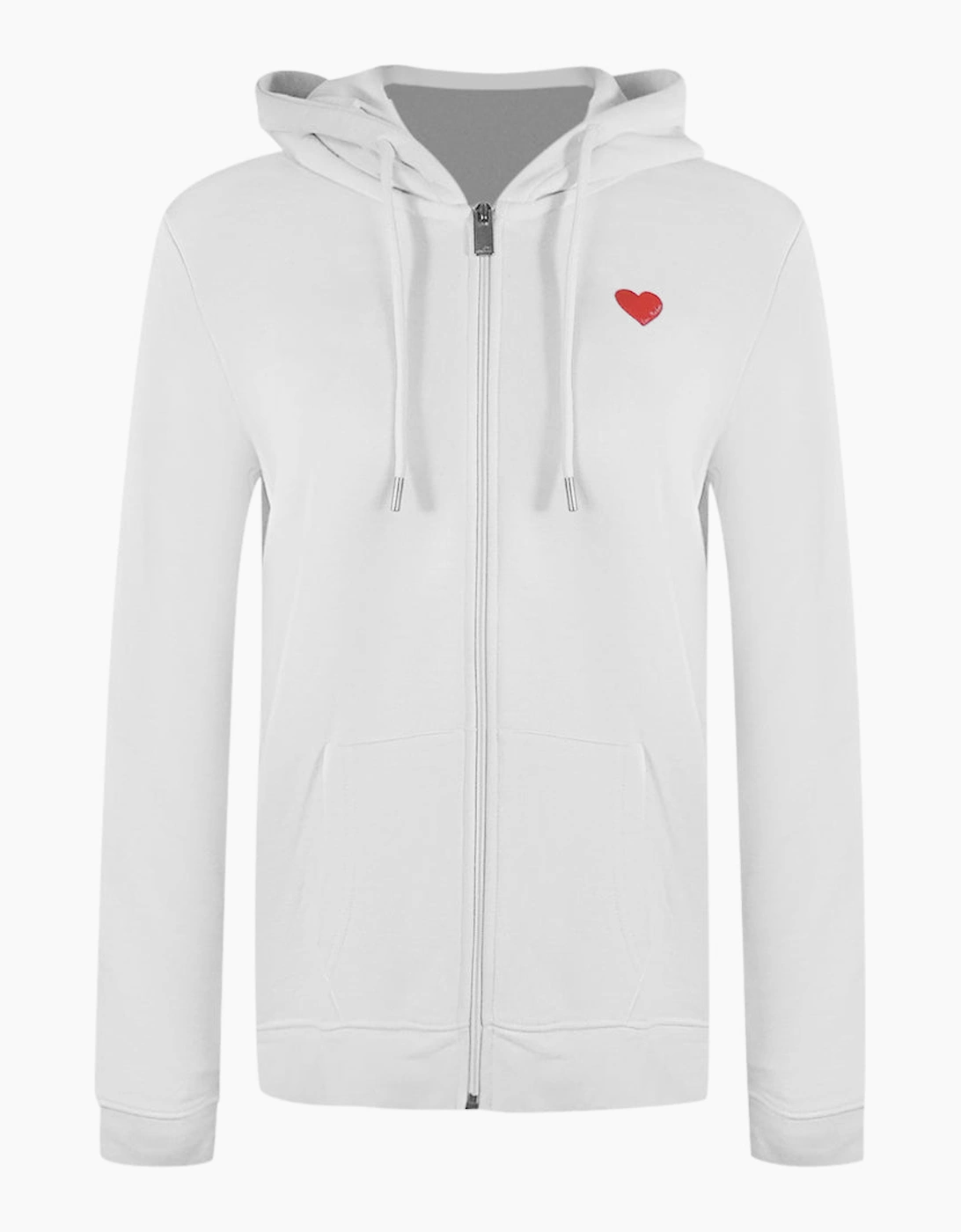 Love Moschino Small Red Heart Logo Zip White Hoodie, 4 of 3
