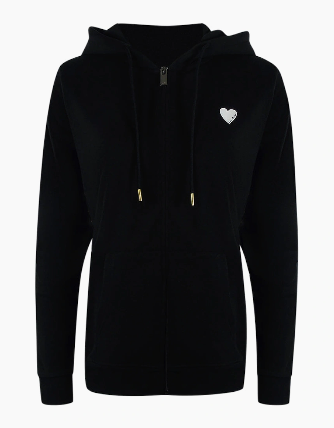 Love Moschino Small White Heart Logo Black Zip Hoodie