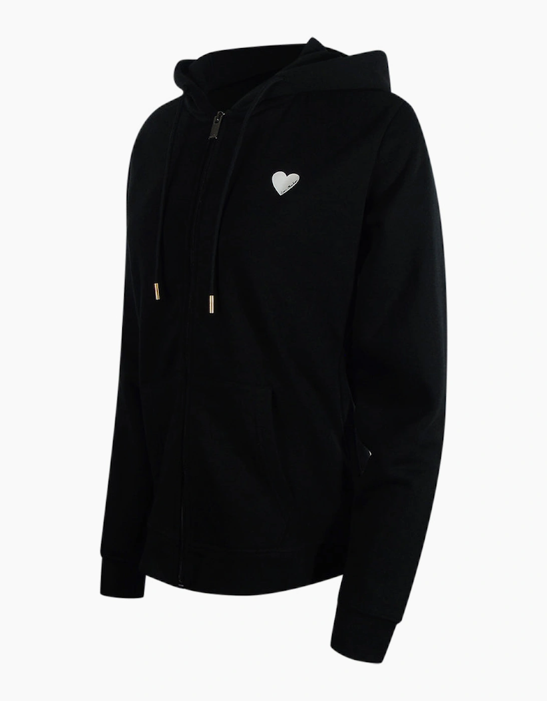 Love Moschino Small White Heart Logo Black Zip Hoodie