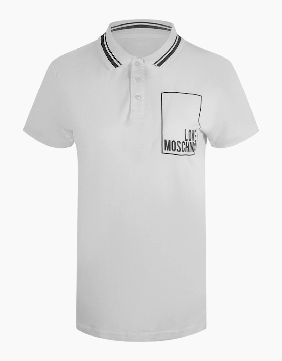 Love Moschino Women's White Box Logo Polo Shirt  12 M