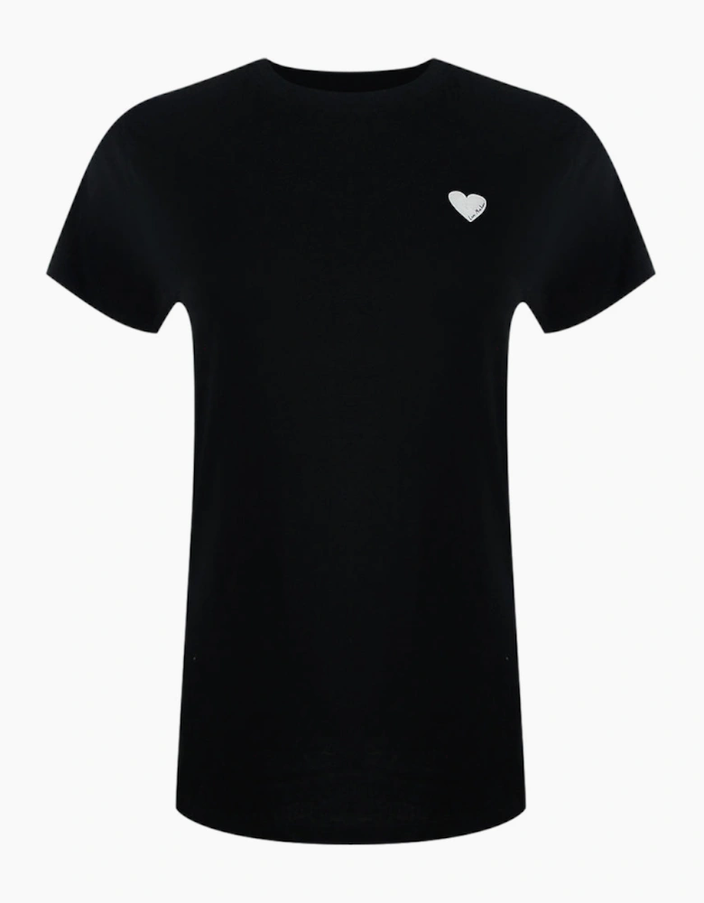 Small White Heart Logo Black T-Shirt