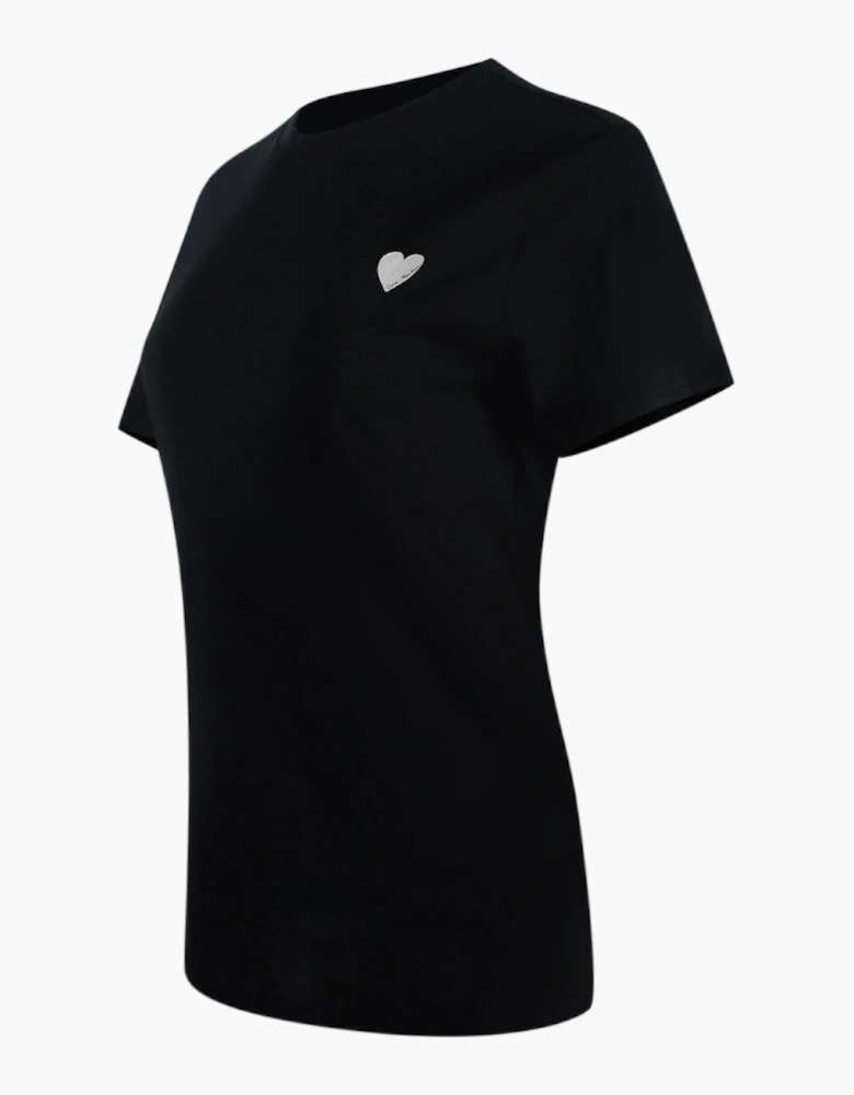 Small White Heart Logo Black T-Shirt