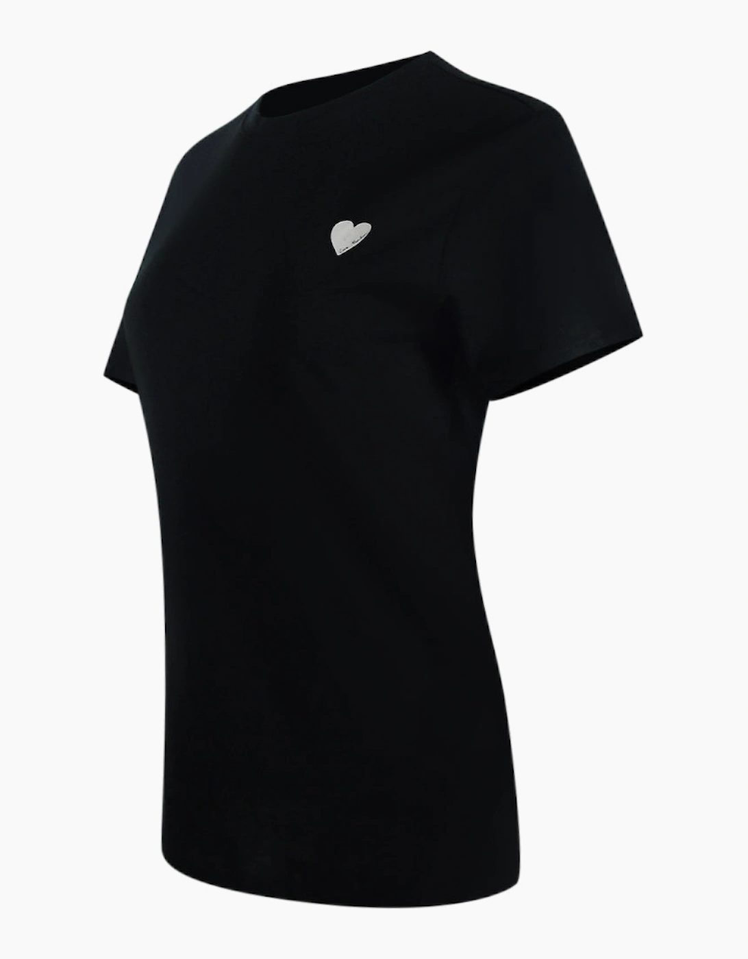 Small White Heart Logo Black T-Shirt